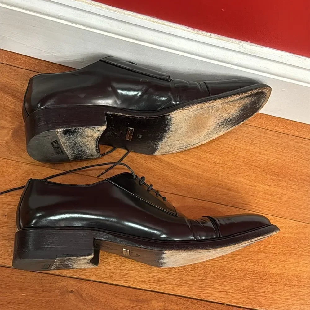 Gucci Mens Black Leather Italy‎ Lace up Dress Shoes Size 9D - Picture 5 of 10